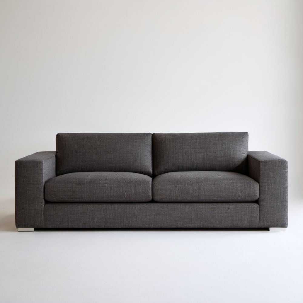 Sofa dwuosobowa grafitowa z tapicerką poliestrową, 180 x 90 x 85 cm