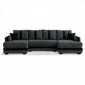 Grafitowo-czarna modułowa sofa narożna w kształcie U z tkaniny, 330 × 165 × 85 cm