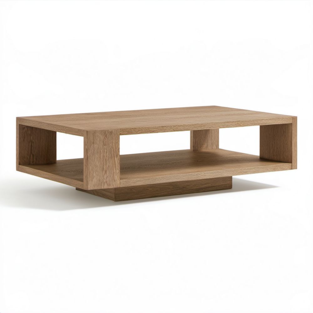 Prostokątny stolik kawowy MDF w kolorze naturalnego dębu 120 x 60 x 35 cm