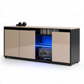 Szafka RTV czarno-beżowa z płyty MDF z oświetleniem LED, 180 × 40 × 75 cm