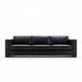 Trzyosobowa sofa ze skóry syntetycznej, czarna, 210 x 90 x 85 cm