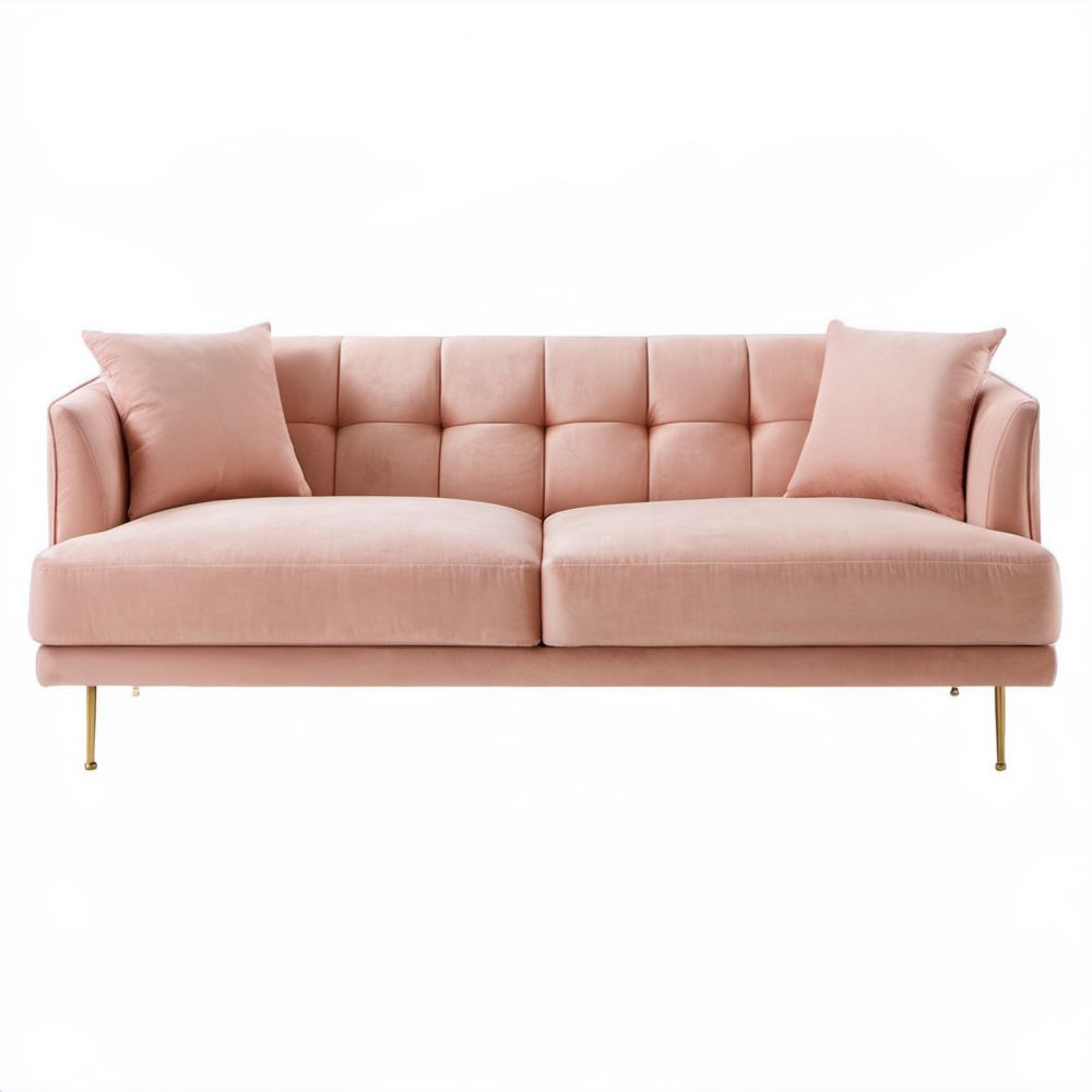 Sofa 3-osobowa różowa z tapicerką z aksamitu poliestrowego 200 x 86 x 82 cm