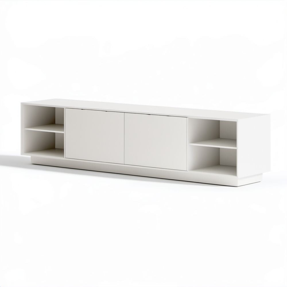 Biała szafka RTV z płyty wiórowej laminowanej 180 × 40 × 45 cm
