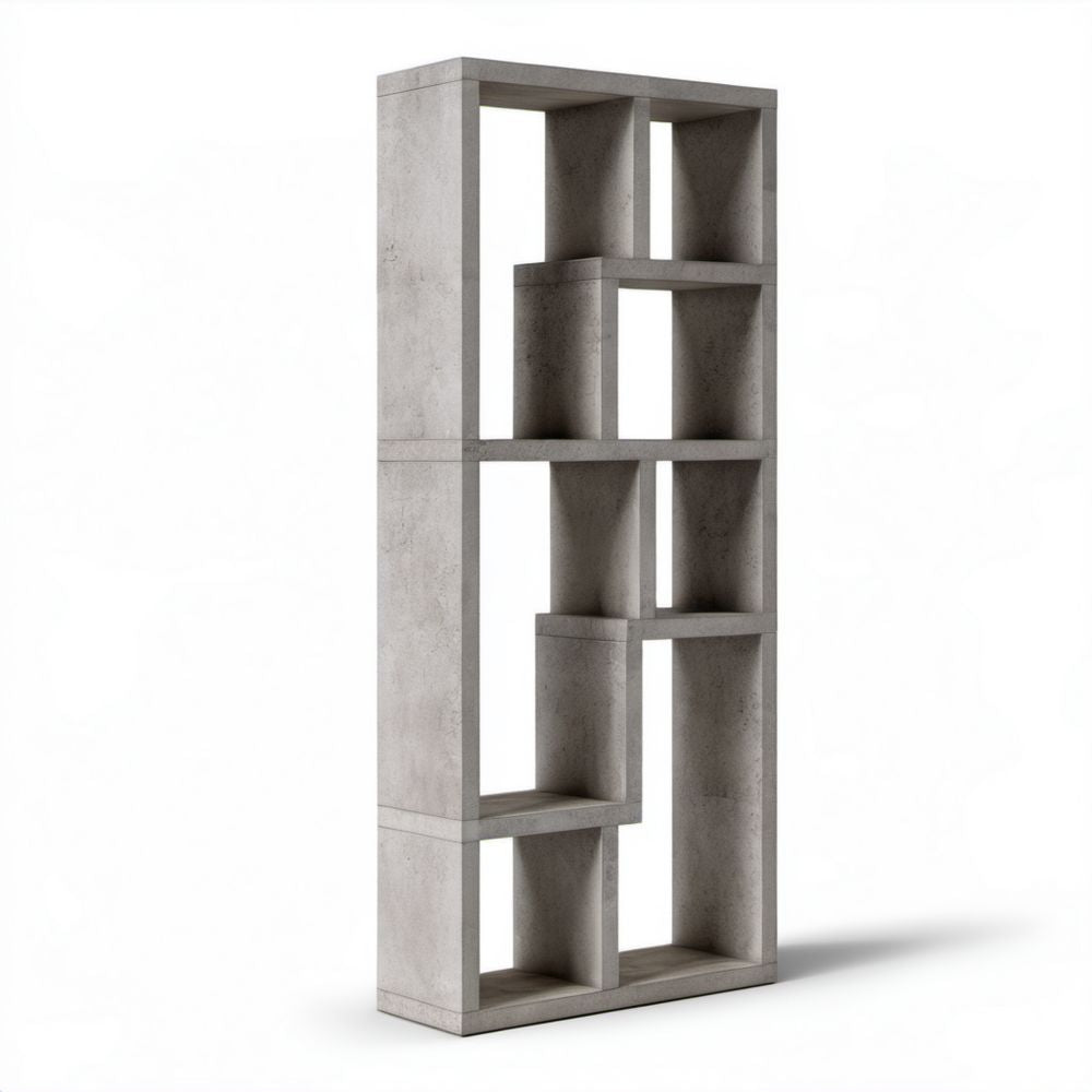 Regał pokojowy szary beton z płyty wiórowej laminowanej 60 x 30 x 180 cm