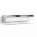Wisząca szafka RTV biała z płyty wiórowej laminowanej 180 × 35 × 40 cm, 2 szuflady