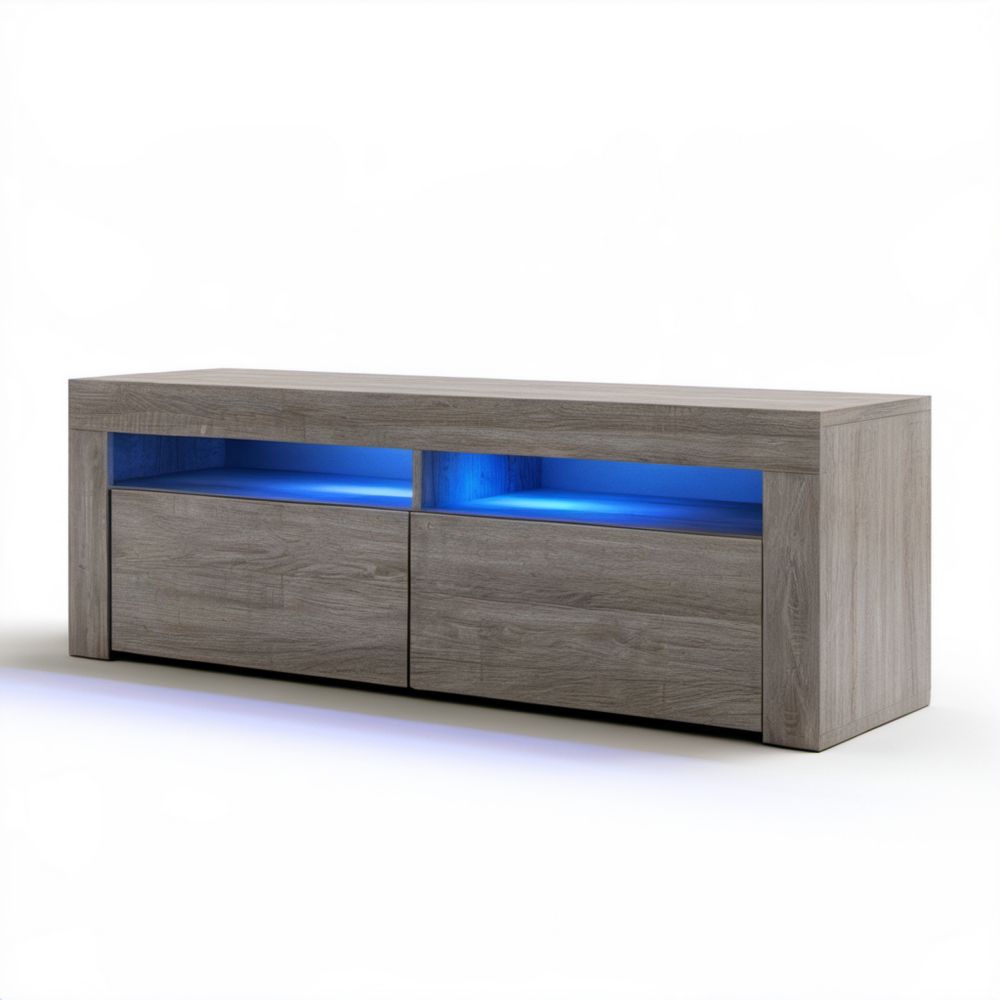 Szafka RTV z oświetleniem LED, szara, z laminowanej płyty wiórowej, 160 x 40 x 45 cm