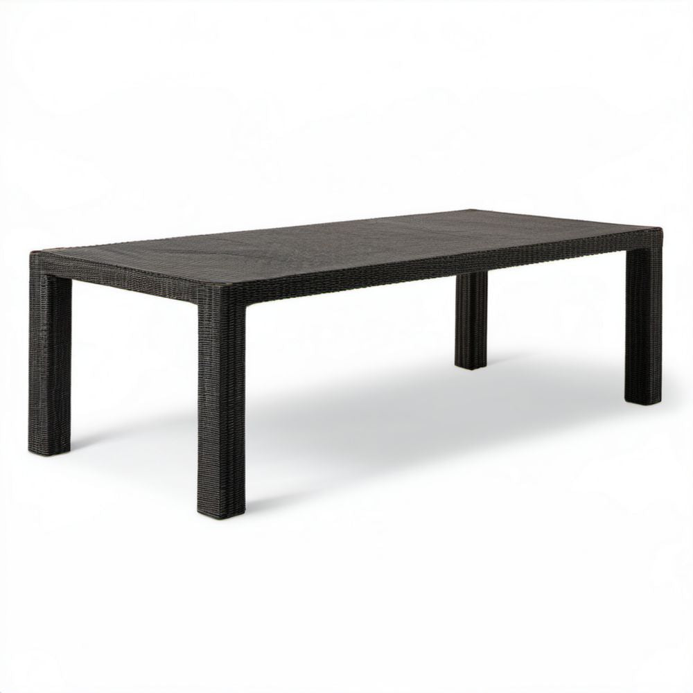 Prostokątny stół ogrodowy z technorattanu PE czarny 150 x 90 x 75 cm