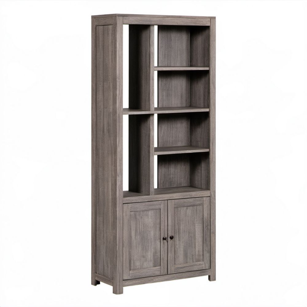 Regał biblioteczny z szafką z płyty MDF szarobrązowy 70 x 35 x 180 cm