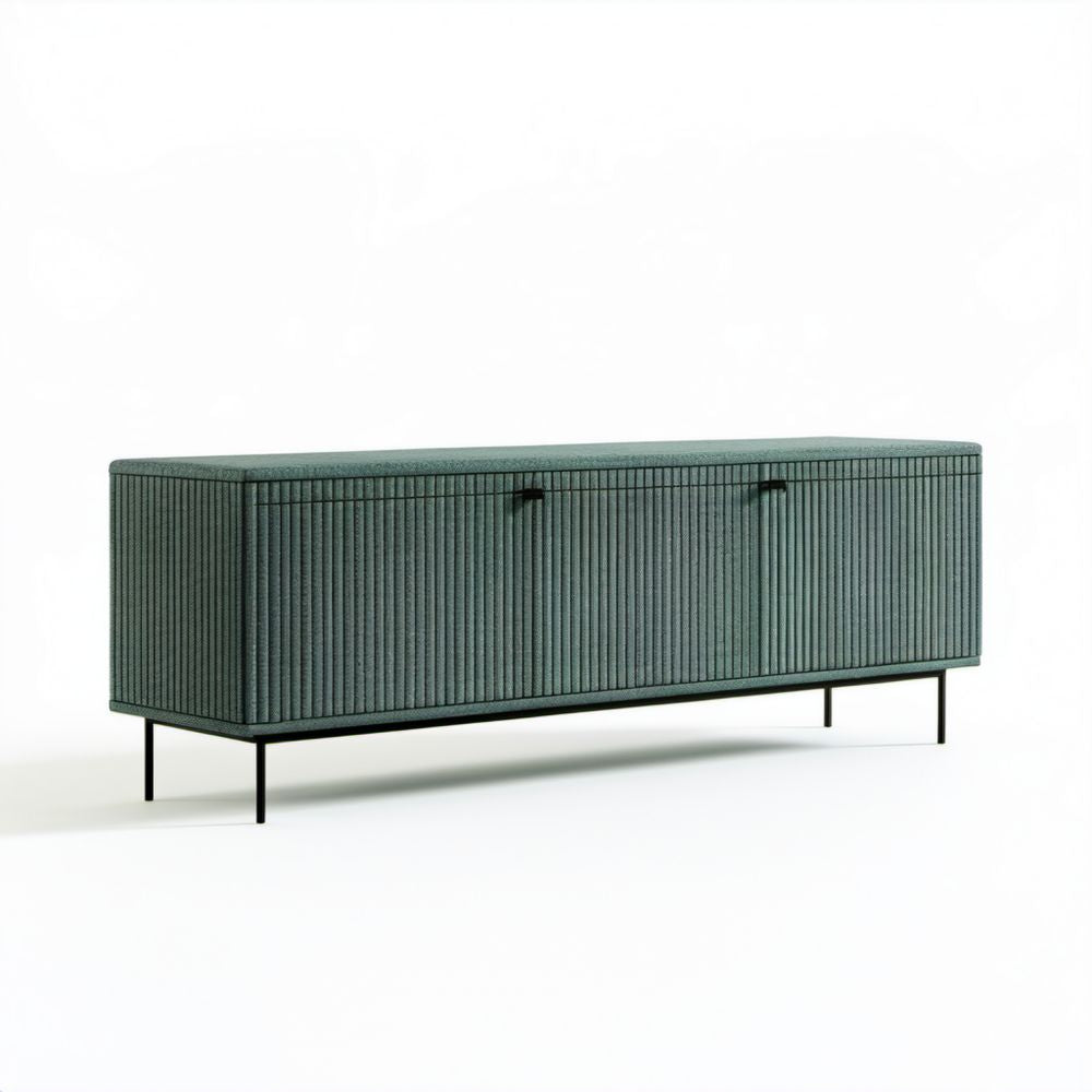 Tapicerowany kredens zielony z MDF i poliestru, 160 x 40 x 75 cm